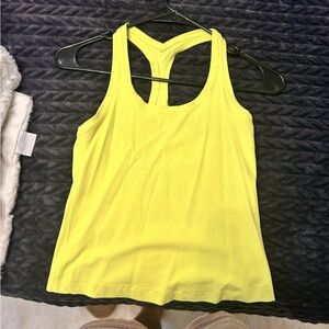 Lululemon ready cool racerback race length tank top size 4 color electric yellow